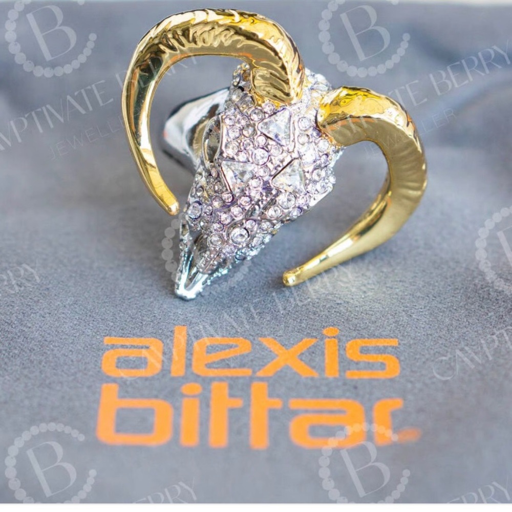 Alexis Bittar Gold and Silver Ram Ring Aries Size 6 Never Worn
